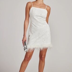 12th tribe Priscilla sequin mini dress with feather trim - size S